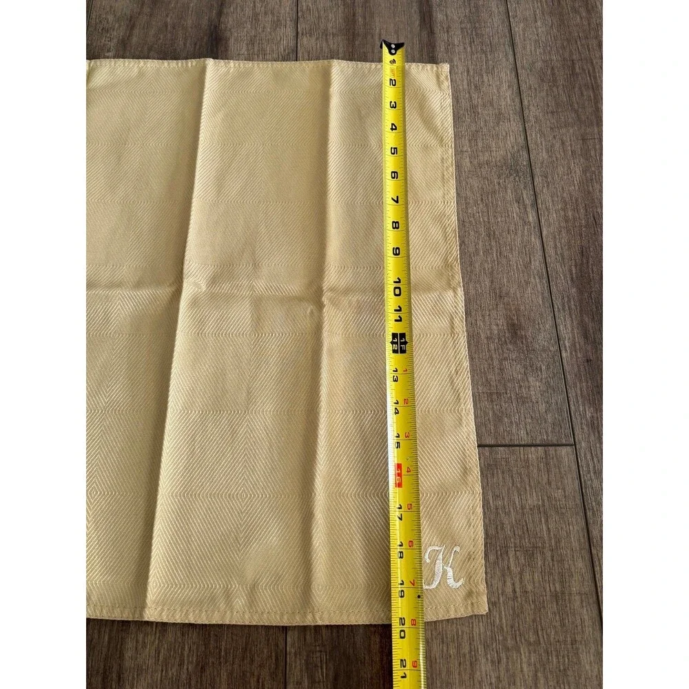 Lauren Ralph Lauren Gold Herringbone Cloth Dinner Napkin Monogrammed Letter K